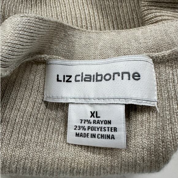 Liz Claiborne Womens XL Rayon Polyester Gray Open Front Cardigan Sweater - Picture 3 of 8